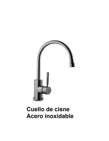 Grifo cocina monomando sobremesa cuello de cisne de acero inoxidable