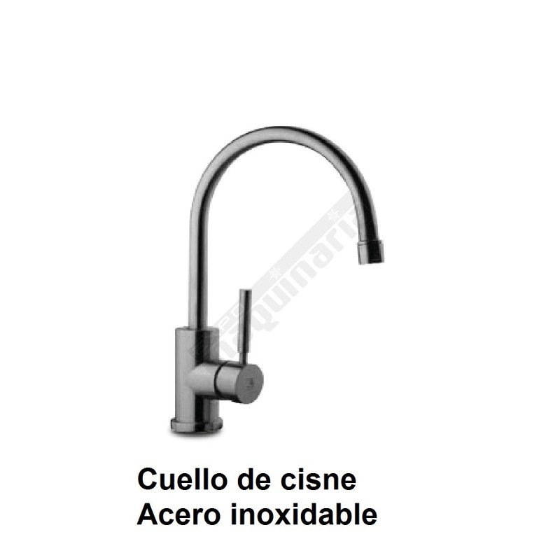 Grifo cocina monomando sobremesa cuello de cisne de acero inoxidable