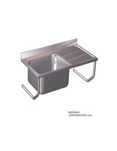 Fregadero  colgante con palomillas, una cubeta y escurridor derecho. FR054610