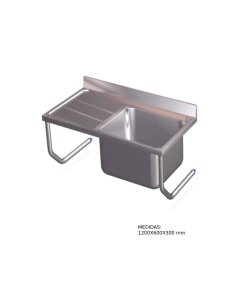Fregadero  colgante con palomillas, una cubeta y escurridor derecho. FR054610 2