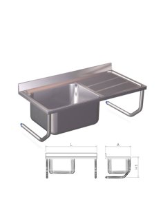 Fregadero colgante con  una cubeta y escurridor derecho FR054614