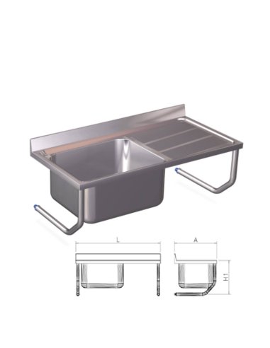 Fregadero colgante con  una cubeta y escurridor derecho FR054614