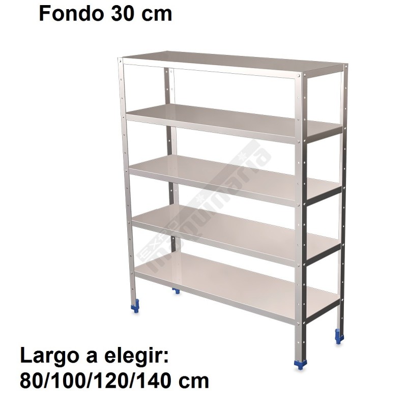 Estantería inoxidable de 5 niveles 800x300