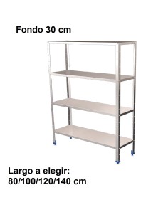 Estantería inoxidable de 4 niveles 800x300