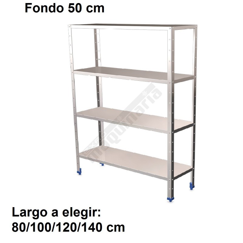 Estantería inoxidable de 4 niveles 800x500