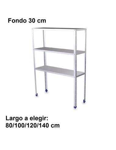 Estantería inoxidable de 3 niveles 800x300