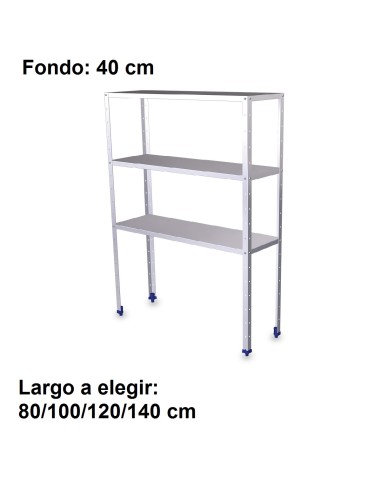 Estantería inoxidable de 3 niveles 800x400