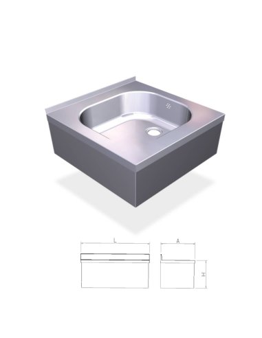Fregadero colgante con faldón con una cubeta. FR055604