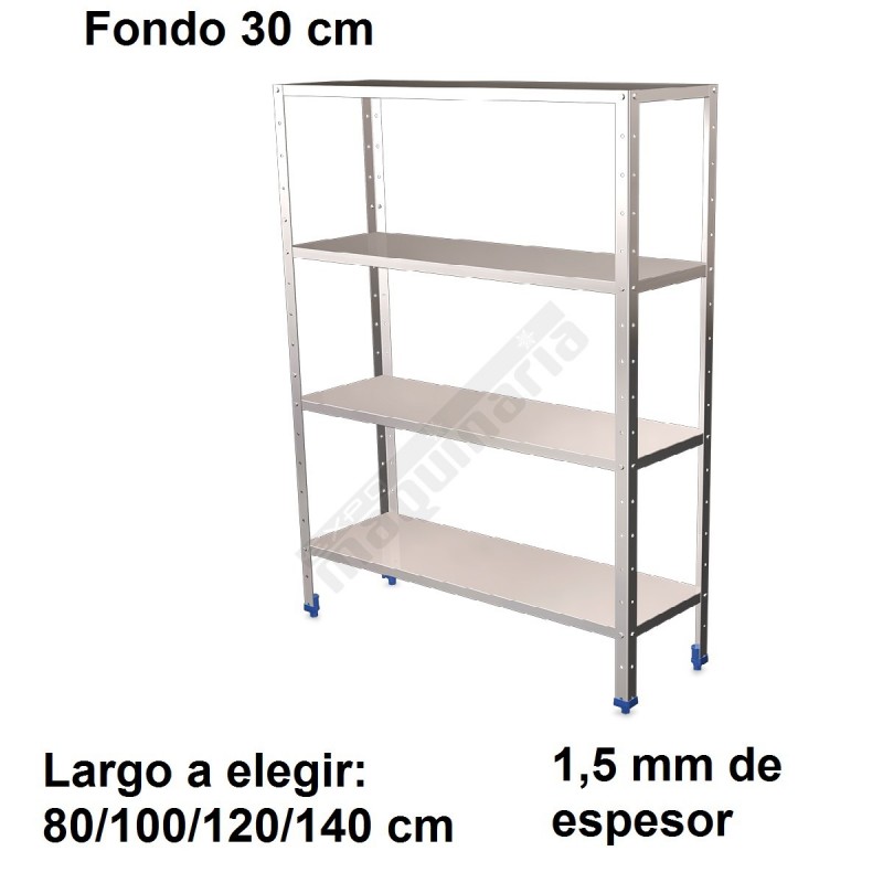 Estantería inoxidable de 4 niveles 300 ancho 1,5 mm