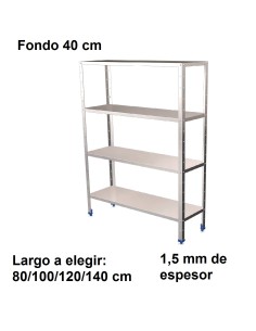 Estantería inoxidable de 4 niveles 400 ancho 1,5 mm