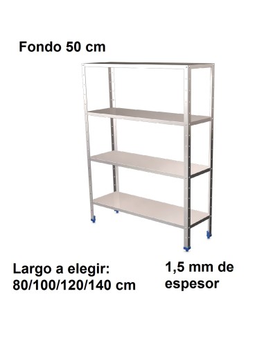 Estantería inoxidable de 4 niveles 500 ancho 1,5 mm