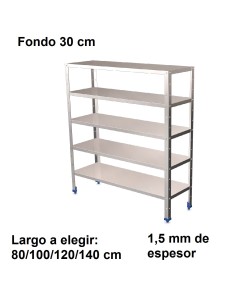 Estantería inoxidable de 5 niveles 300 ancho 1,5 mm