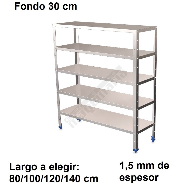 Estantería inoxidable de 5 niveles 300 ancho 1,5 mm