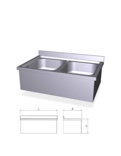 Fregadero colgante con faldón y dos cubetas FR055622