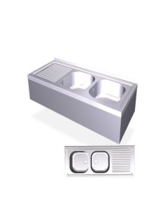 Fregadero colgante con dos cubetas y escurridor derecho FR055632
