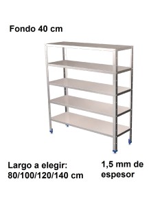 Estantería inoxidable de 5 niveles 400 ancho 1,5 mm
