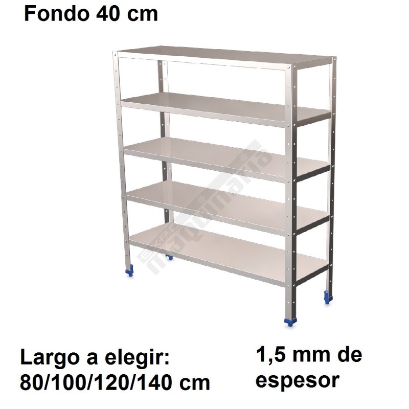 Estantería inoxidable de 5 niveles 400 ancho 1,5 mm