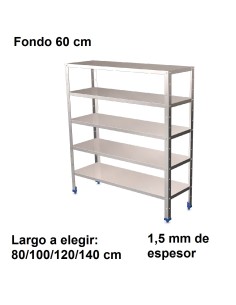 Estantería inoxidable de 5 niveles 600 ancho 1,5 mm