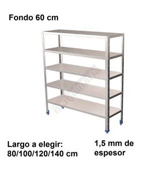 Estantería inoxidable de 5 niveles 600 ancho 1,5 mm