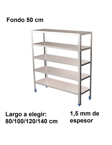 Estantería inoxidable de 5 niveles 500 ancho 1,5 mm