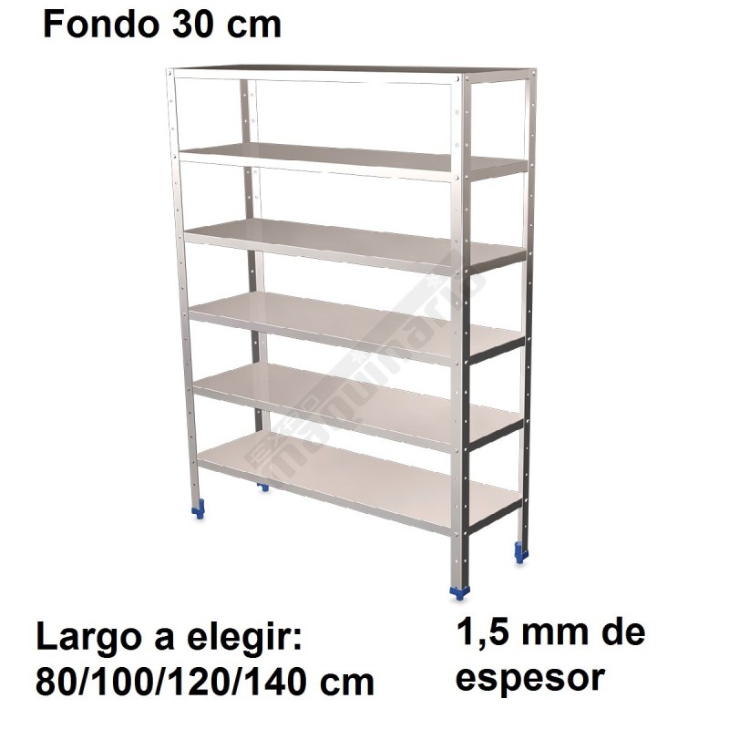 Estantería inoxidable de 6 niveles 300 ancho 1,5 mm