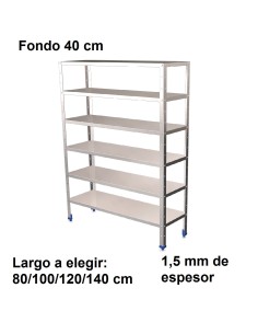 Estantería inoxidable de 6 niveles 400 ancho 1,5 mm