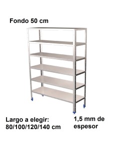 Estantería inoxidable de 6 niveles 500 ancho 1,5 mm
