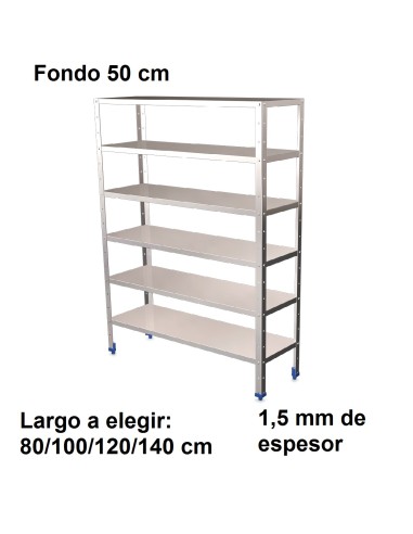 Estantería inoxidable de 6 niveles 500 ancho 1,5 mm
