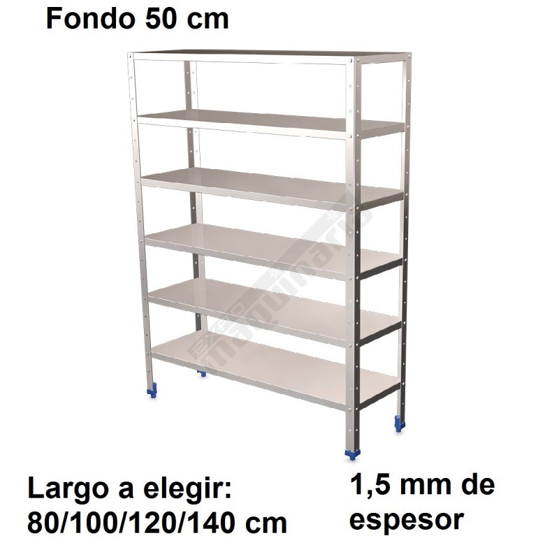 Estantería inoxidable de 6 niveles 500 ancho 1,5 mm