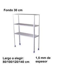 Estantería inoxidable de 3 niveles 300 ancho 1,5 mm