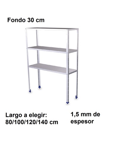 Estantería inoxidable de 3 niveles 300 ancho 1,5 mm