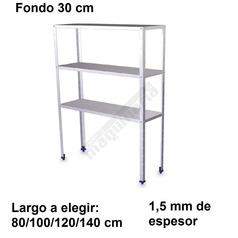 Estantería inoxidable de 3 niveles 300 ancho 1,5 mm