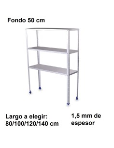 Estantería inoxidable de 3 niveles 500 ancho 1,5 mm