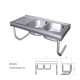 Fregadero inox colgante con palomillas, 2 cubetas y escurridor izquierdo FR055834