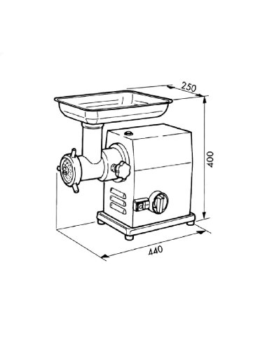 Picadora de carne profesional SPMP-12MEC-T medidas