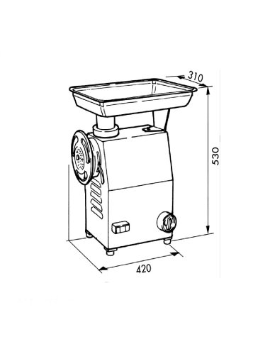 Picadora de carne profesional SPMP-22 MEC-T medidas