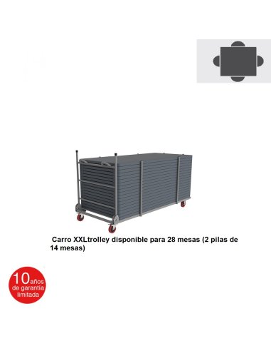 Mesa catering plegable Fondo 90 ZOXXL  Carro XXLtrolley para 28 mesas (2 pilas de 14 mesas)