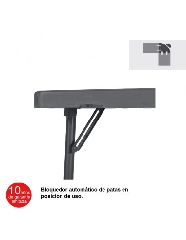 Mesa catering plegable Esquinera F90 ZOXXLCORNER  Bloquedor automático de patas en posición de uso
