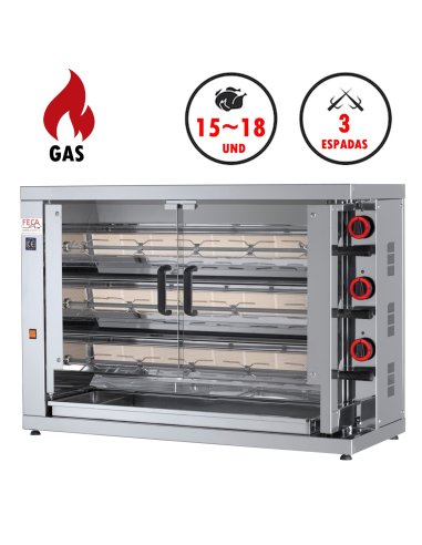 Asador de pollos FEECO315 (3 espadas-15 pollos).