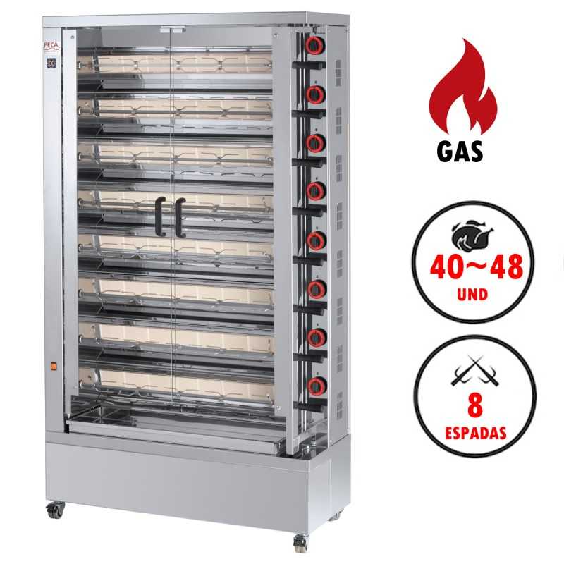 Asador de pollos FEECO840 (8 espadas - 40 pollos)