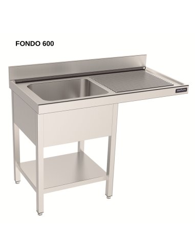 Fregadero 2 pozas, espacio lavavajillas y estante FONDO 60 DIFBILE618