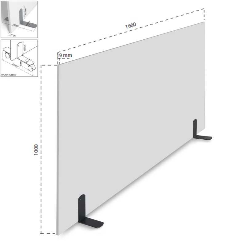 Separador biombo separador de ambientes divisor con ruedas 2 x 1 mts