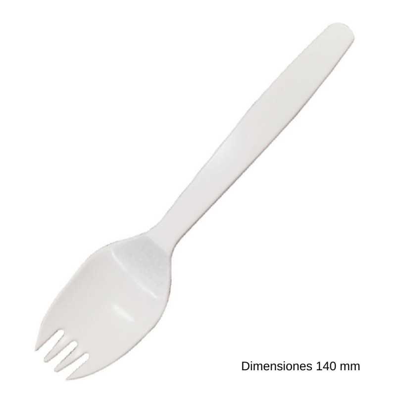 Cuchara tenedor de plastico 100uds NIU667