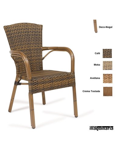Sillon rattan y aluminio IM8036 estructura nogal