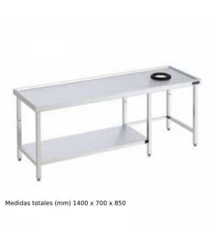 Mesa inox con aro desbarazado con estante DIF05E1470