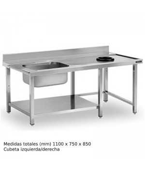 Mesa fregadero con Aro desbarazado y estante DIFPAEC11I
