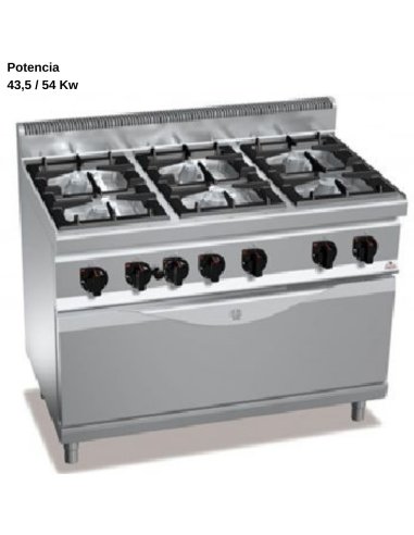 Cocina a gas con horno industrial grande RMG7F6