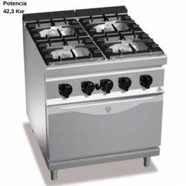Cocina industrial con horno Gas RMG9F4+FG