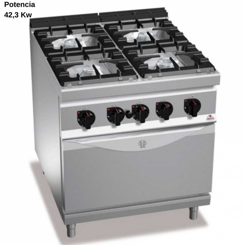 Cocina industrial con horno Gas RMG9F4+FG