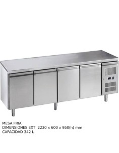 Mesa fria 4 puertas Fondo 60 DUG-SNACK4100TN-FC